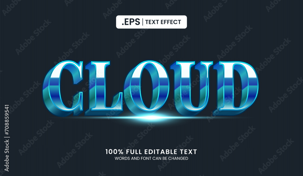 Sticker design editable text effect, cloud text vector illustration