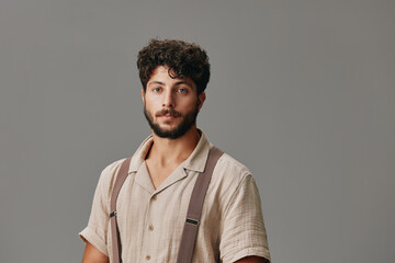 Isolated man portrait expression background guy attractive adult casual face young person white model confident