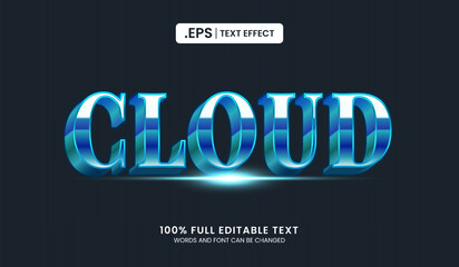Design editable text effect, cloud text vector illustration