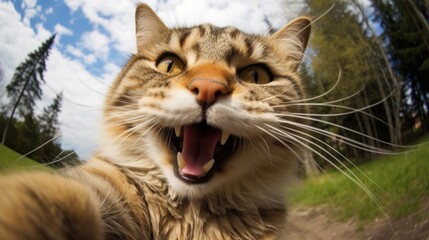 Obraz premium Close-up selfie portrait of a cat.