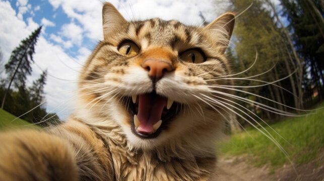 Close-up selfie portrait of a cat.