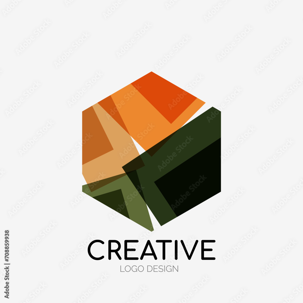 Poster Modern abstract logo design. Geometric vector art. Clean overlapping lines and abstract shapes. Perfect for modern brand