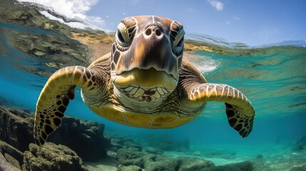 Close-up selfie portrait of a turtle.
