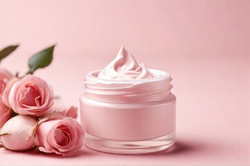 Obraz na płótnie Canvas Skin cream box jar or tube on a peach fuzz color natural organic cosmetics concept. Copy space, close up 