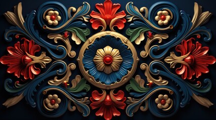 vibrant symmetrical botanical arrangement with 3d effect. ideal for decorative murals, creative branding, and unique textile designs