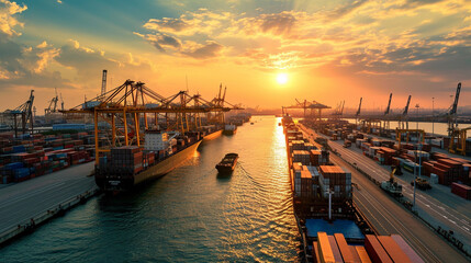 Seaport indicating shipping industry, AI Generated - obrazy, fototapety, plakaty