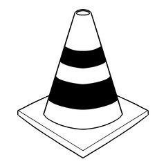 traffic cone illustration hand drawn outline sketch vector