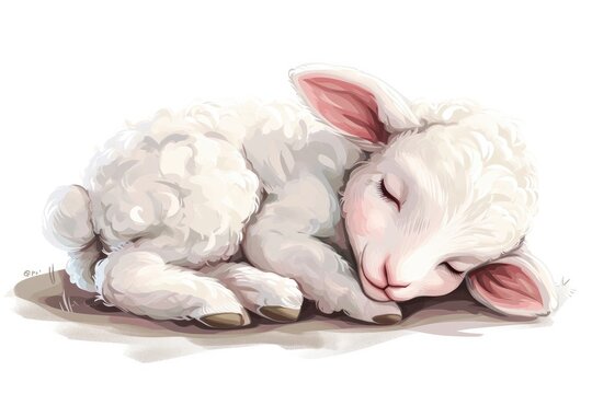 The baby lamb having a nap