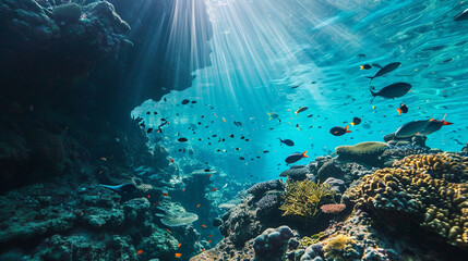 Fototapeta na wymiar Healthy marine life in protected ocean reserve, AI Generated