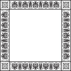 Vector monochrome black square classic greek ornament. European ornament. Border, frame Ancient Greece, Roman Empire..