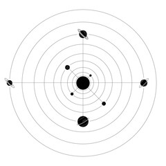 Set black line solar system planet stars science outline icon vector design