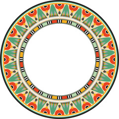 Vector colorful round Egyptian ornament. Endless Circle, Ring of Ancient Egypt. Geometric African frame..