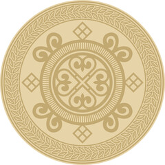Vector gold round Yakut ornament. Endless circle, border, frame of the northern peoples of the Far East.