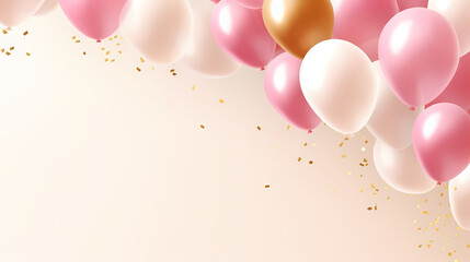 Children's birthday background with many balloons in pastel tones