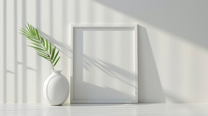 white frame and vase in the room