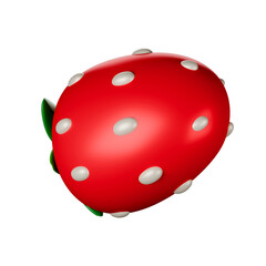 Cartoon style strawberry 3D rendering.