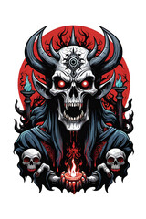 Devil skull with horns Illustration design
