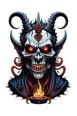 Devil skull with horns Illustration design
