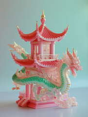 Obraz premium Modern Jade Pagoda Chinese New Year 3D Rendering 