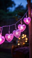 Heart shaped string lights. Generative AI.