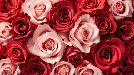 red and pink roses background banner for Valentine's Day