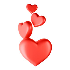 Red heart 3D rendering.