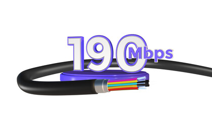Cable fiber optic with 190 mbps speed isolated 3d render