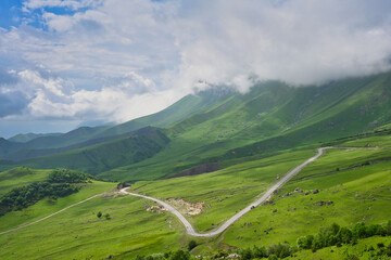 Asphalt road to the Tsey-Loam mountain pass