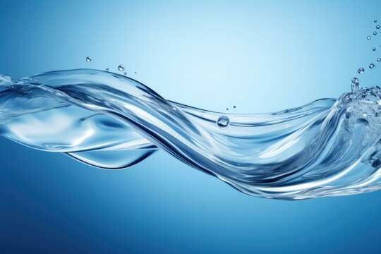 Water wave on blue background. Generative AI.