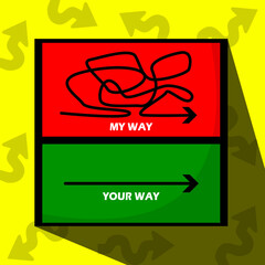 My Way Day event banner. A board containing complicated and simple directions, with bold text on yellow background to celebrate on February 17