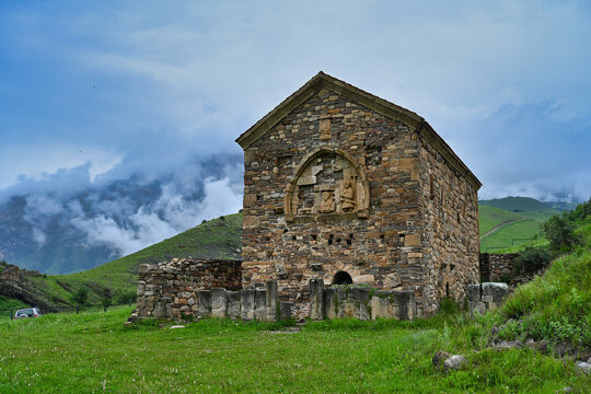 Ancient Christian temple of Thaba Erdy in the mountains, Ingushetia Republic of Russia