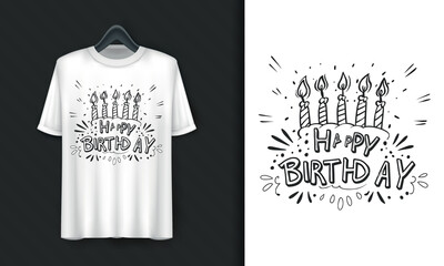 Vector birthday lettering with candles t-shirt design
