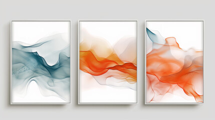 abstract background of art illustration framed set, three set on white background, Generative Ai