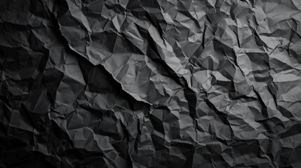 Blank black recycled paper  crumpled texture background  rough vintage page, generative Ai