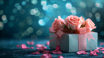 Gifts, Flowers with Pastel Background. Valentines day theme concept, Generative Ai