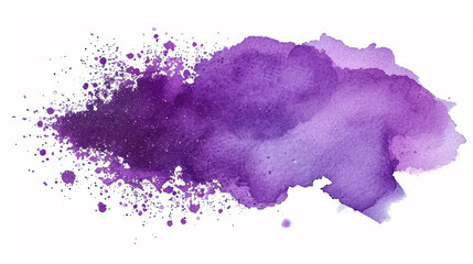 Purple Stain Watercolors, Isolated on White Background. Generative Ai