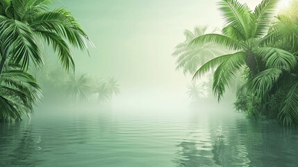 Island greens banner background. Natural background. - obrazy, fototapety, plakaty
