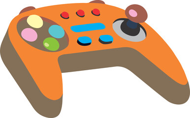 Joystick game pad on transparent background. Game console or game controller. Computer gaming. 3d  Cartoon minimal style. PNG file