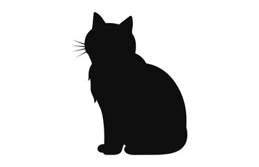 A Exotic Shorthair Cat black Silhouette Vector art isolated on a white background