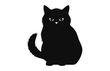 A Exotic Shorthair Cat black Silhouette Vector art isolated on a white background