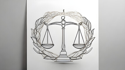 Close up detail of the scales of justice. Scales for weighing, libra, justice isolated on white background. International Justice Day July 17. Legal social justice concept. Black truth balancing