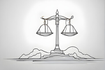 Close up detail of the scales of justice. Scales for weighing, libra, justice isolated on white background. International Justice Day July 17. Legal social justice concept. Black truth balancing