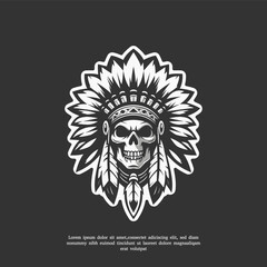 skull head apache logo illustration