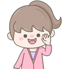 cute happy pastel girl wearing pink cardigan 