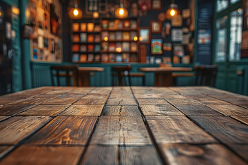 Empty Table with Board Game Cafe Blur in the Background