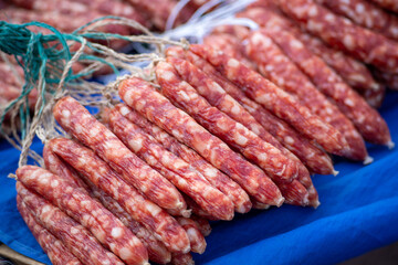 Close up image of cantonese style sausage