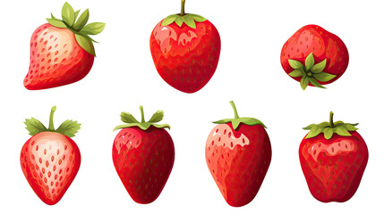 Different strawberries, set, isolated