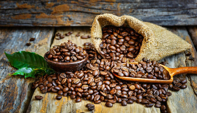 coffee beans on wooden background,coffee, bean, brown, beans, caffeine, roasted, food