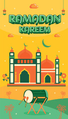 RAMADAN KAREEM EID MUBARAK GREETING CELEBRATION DAY ISLAM MOSQUE BANNER BACKGROUND 2