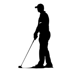 Silhouette golf player full body black color only